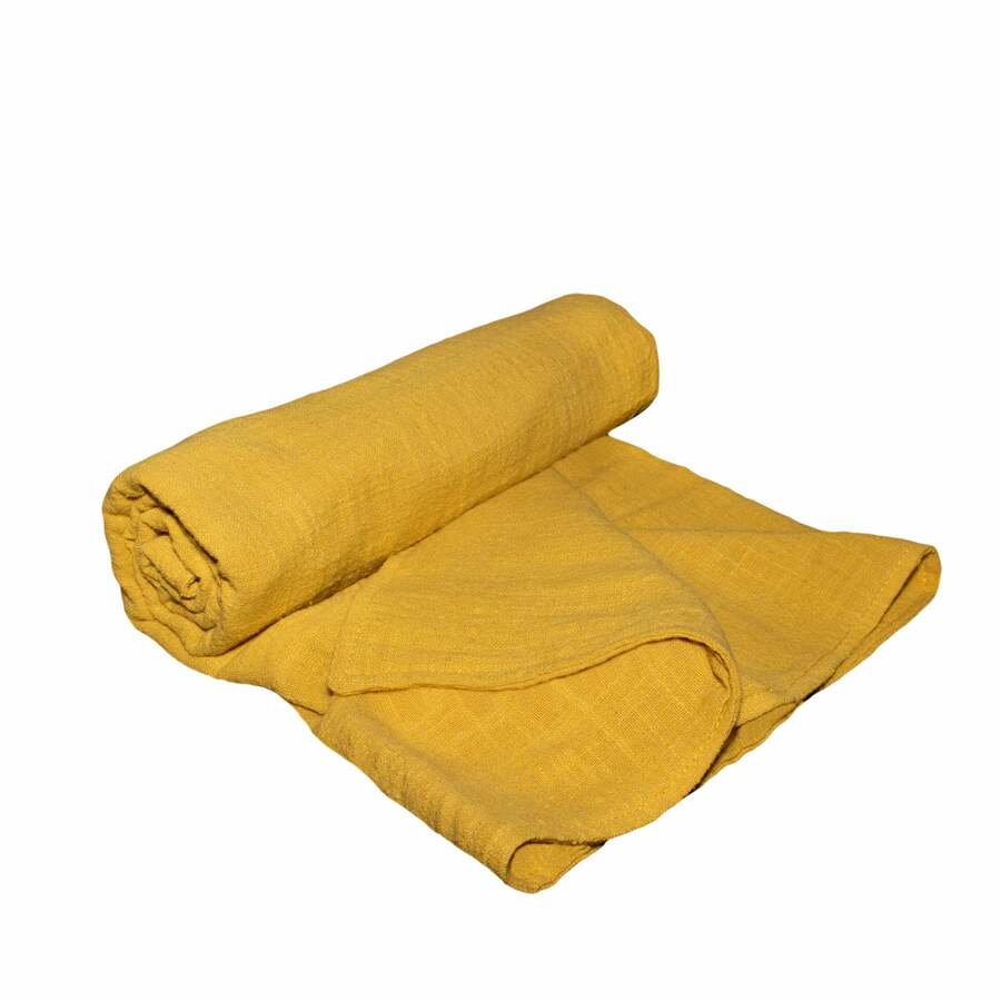 Mustard Linen Blanket / Wrap