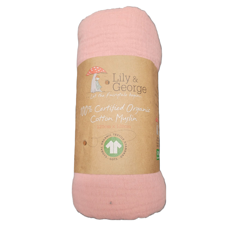 100% Organic Cotton Muslin - Berry Pink