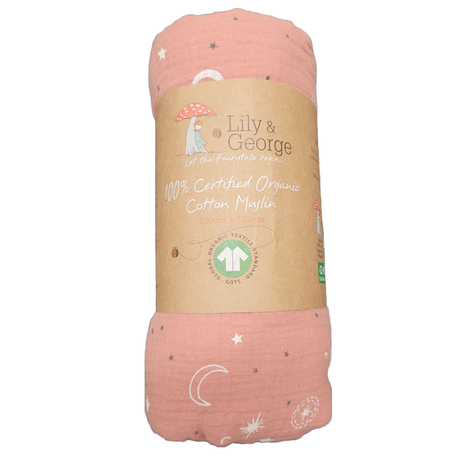 100% Organic Cotton Muslin - Celestial Pink